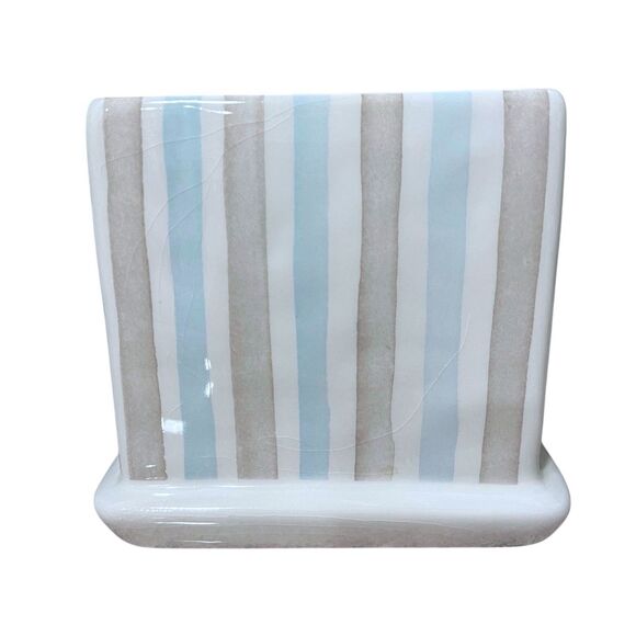 Vtg Rae Dunn Prince Crown FTD Gray/Blue Striped Planter - Baby Boy Nursery Decor - Picture 4 of 8